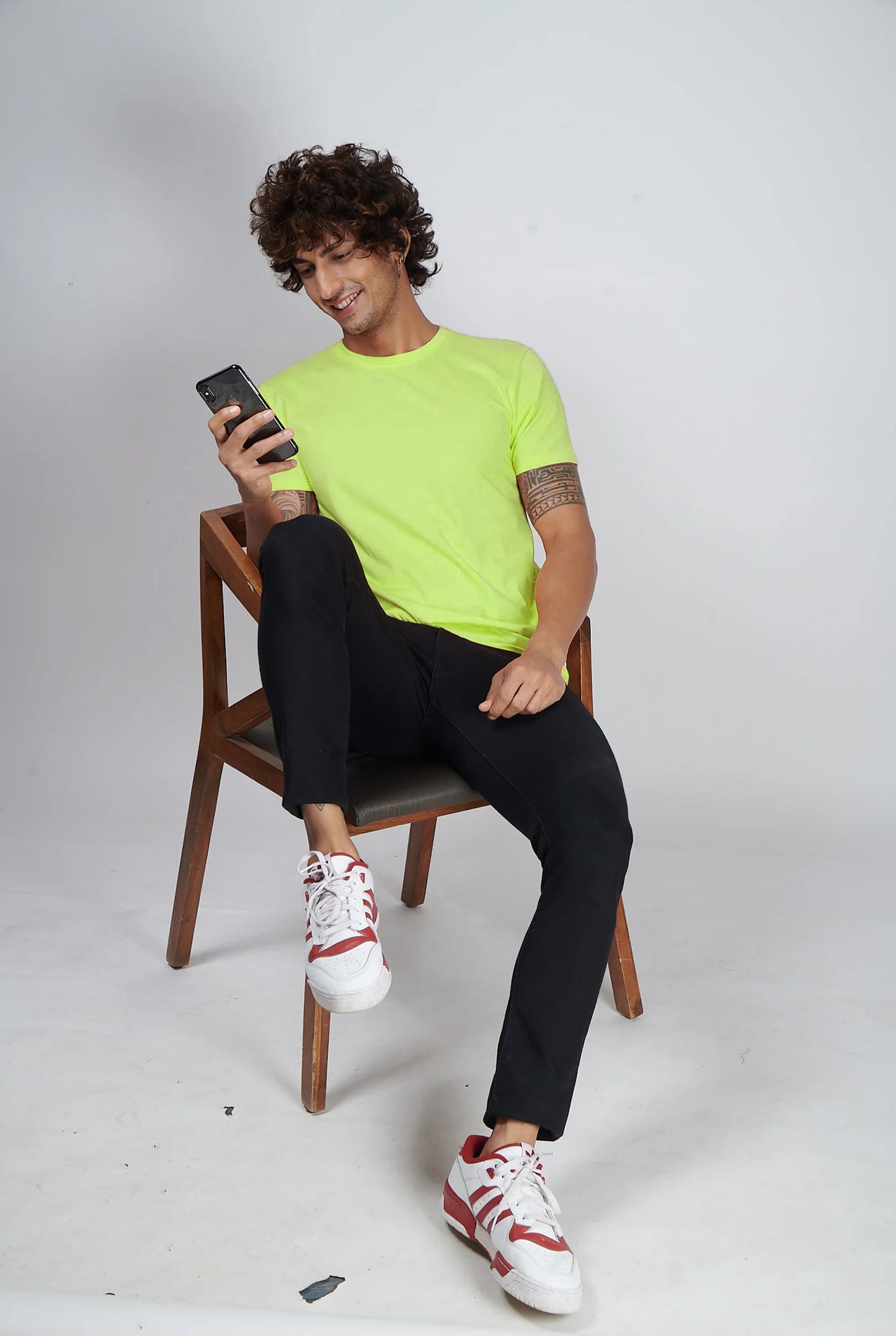 Basic Neon Green Half Sleeves T-Shirt