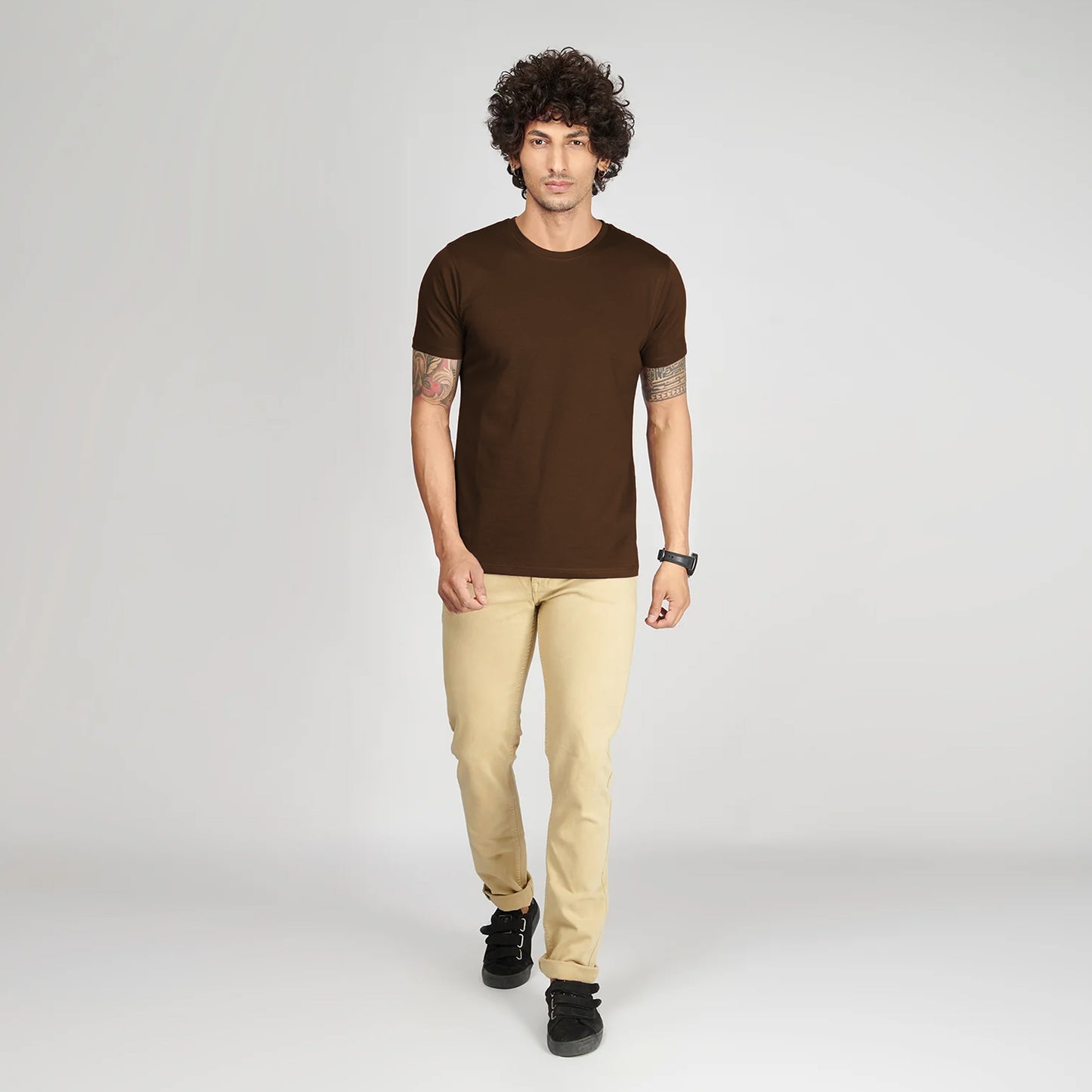 Basic Brown Half Sleeves T-Shirt