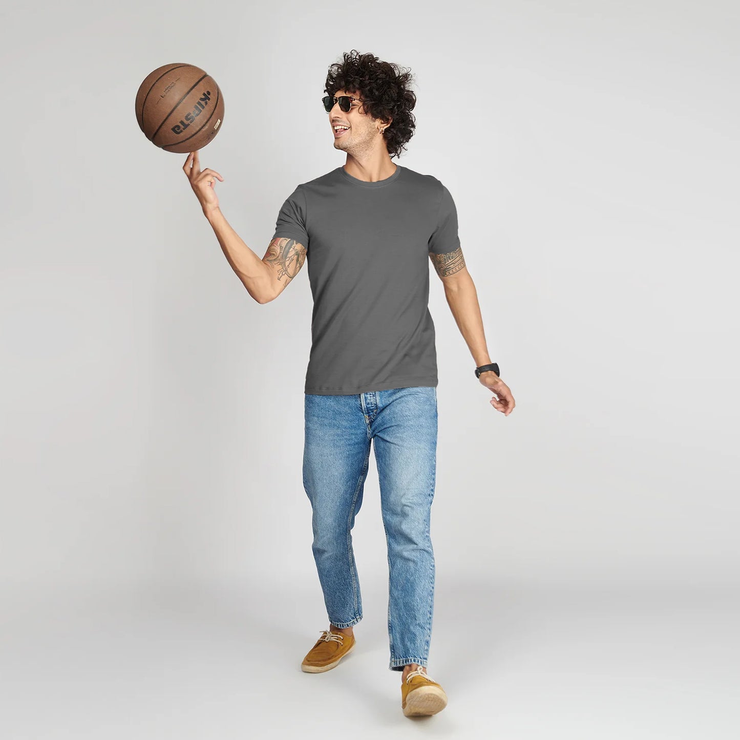 Basic Dark Grey Half Sleeves T-Shirt