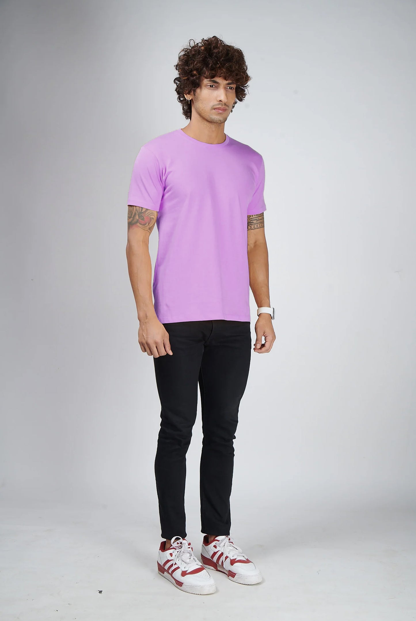 Basic Light Purple Half Sleeves T-Shirt
