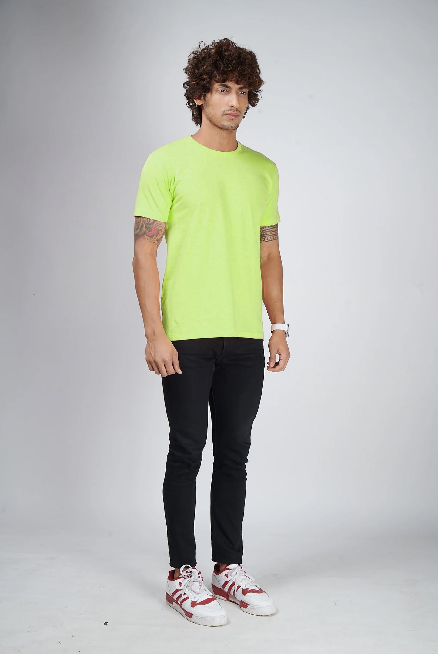 Basic Neon Green Half Sleeves T-Shirt