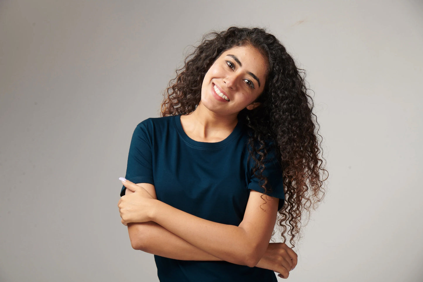 Women's Basic Navy Blue Half Sleeves T-Shirt