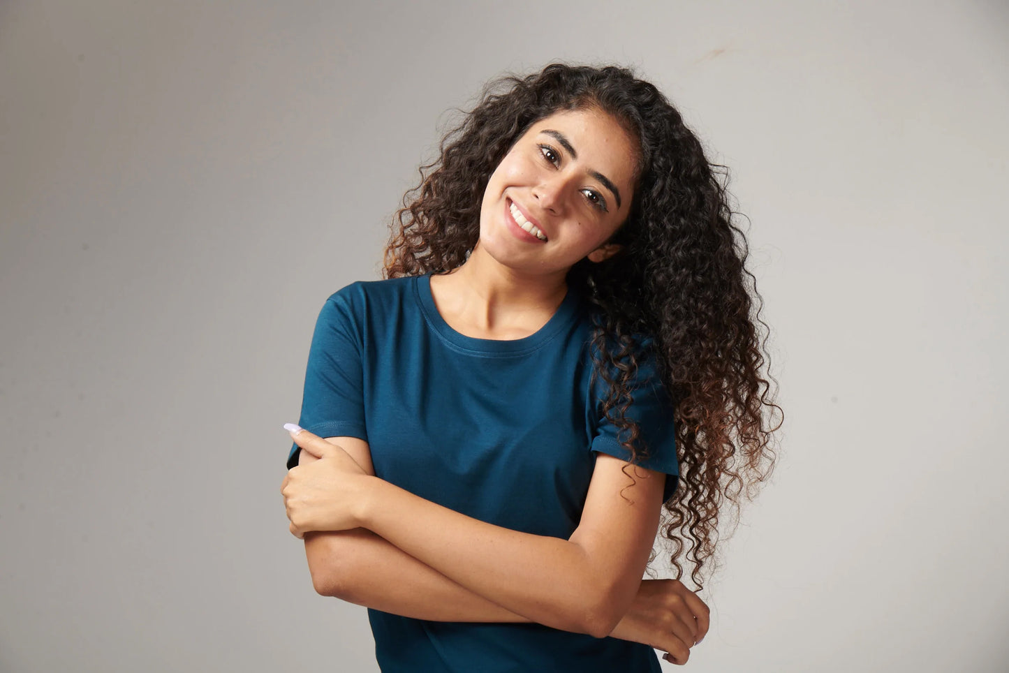 Women's Basic Petroleum Blue Half Sleeves T-Shirt