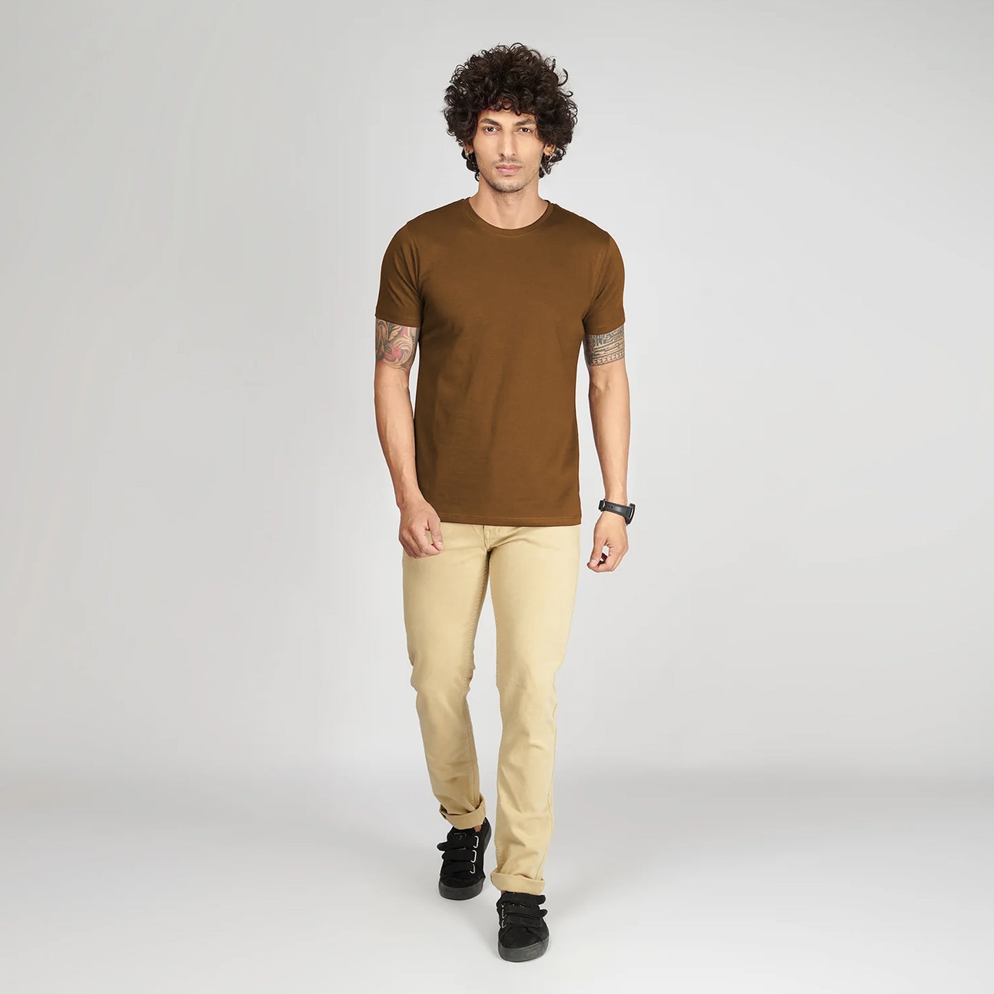 Basic Beige Half Sleeves T-Shirt
