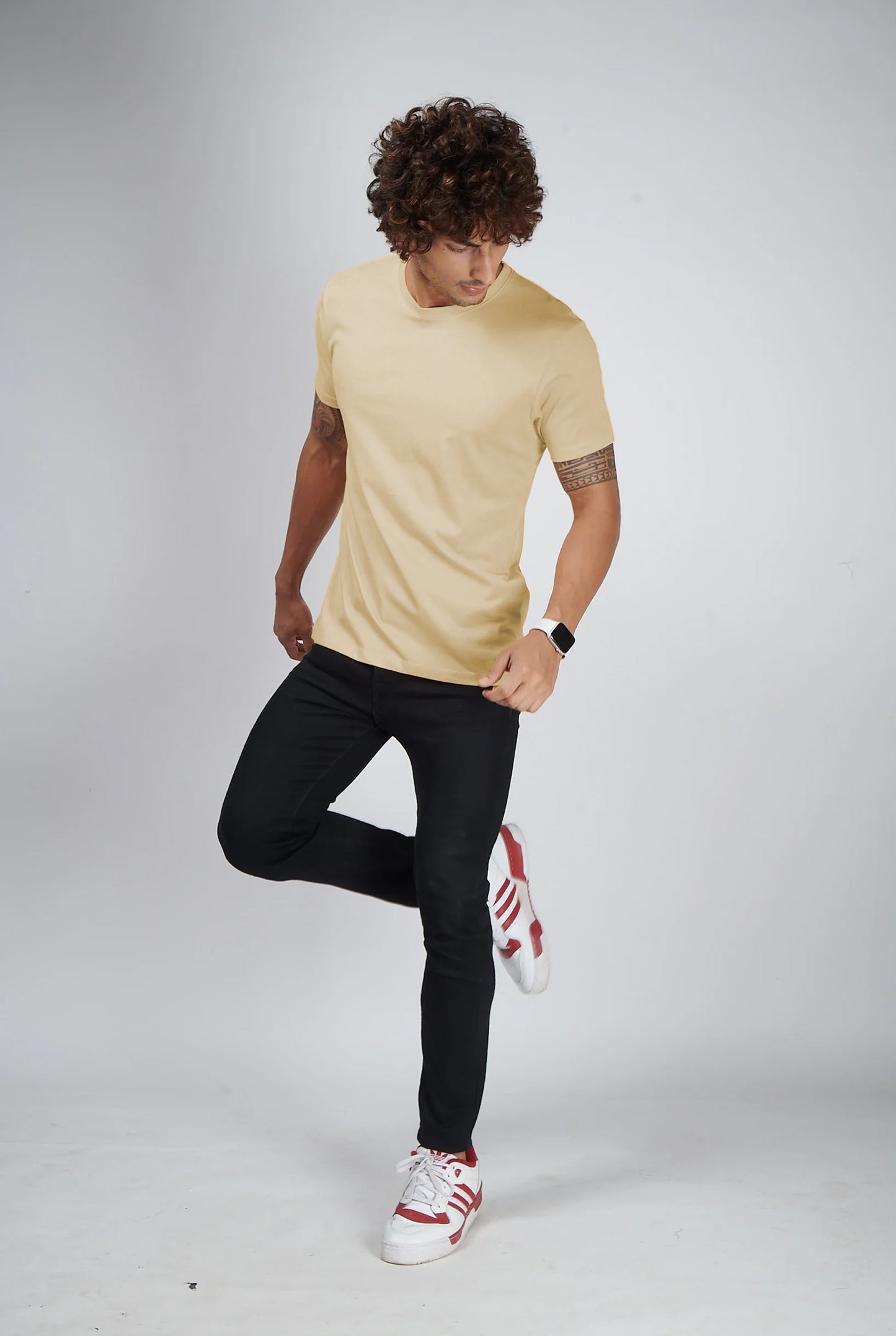 Basic Cream Half Sleeves T-Shirt