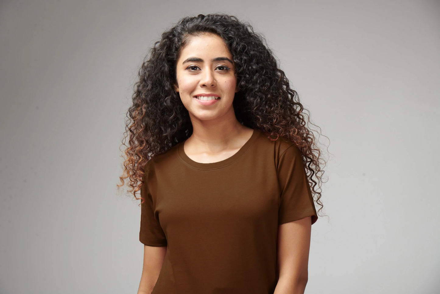 Women's Basic Brown Half Sleeves T-Shirt