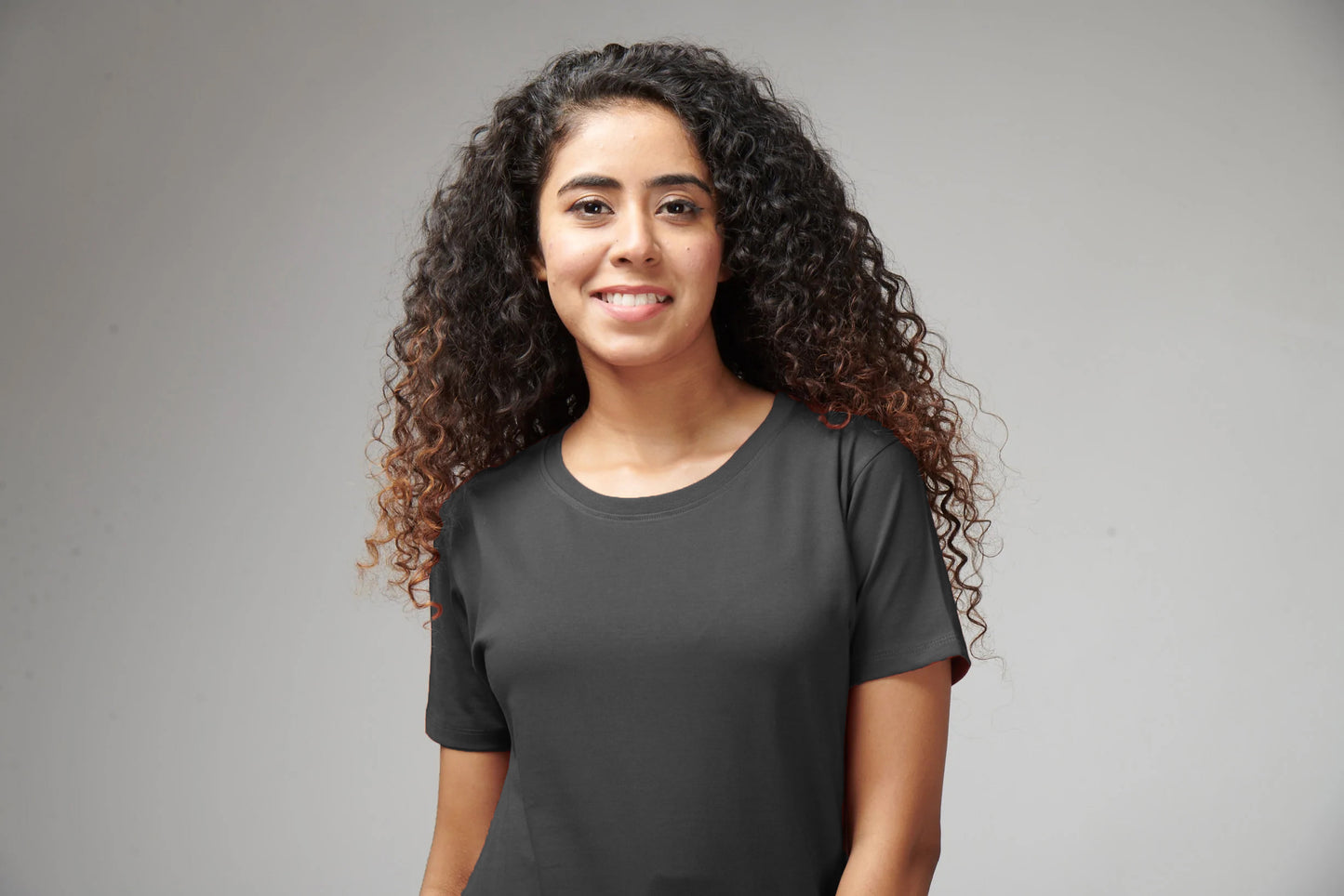 Women's Basic Dark Gray Half Sleeves T-Shirt