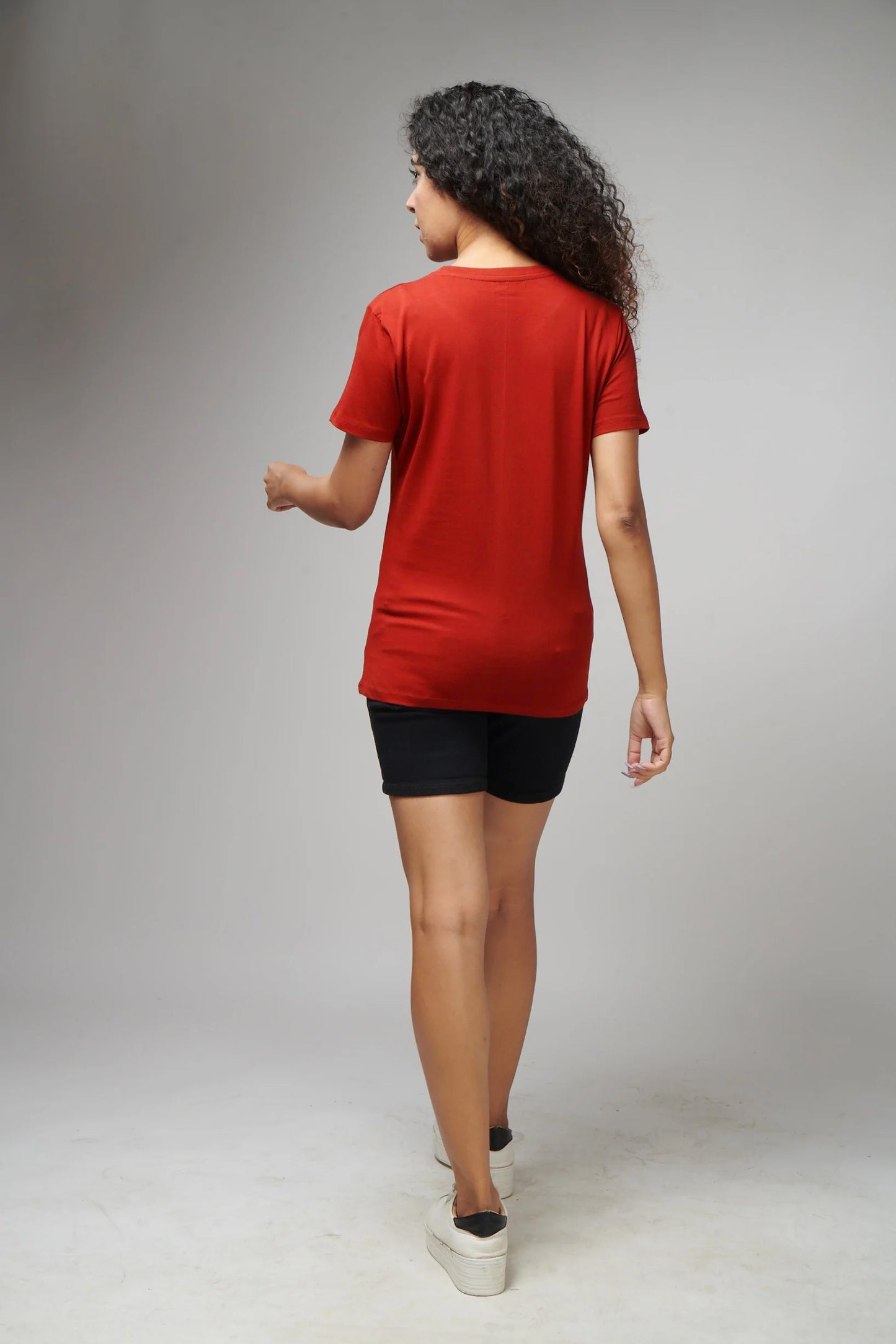 Women's Basic Red Half Sleeves T-Shirt