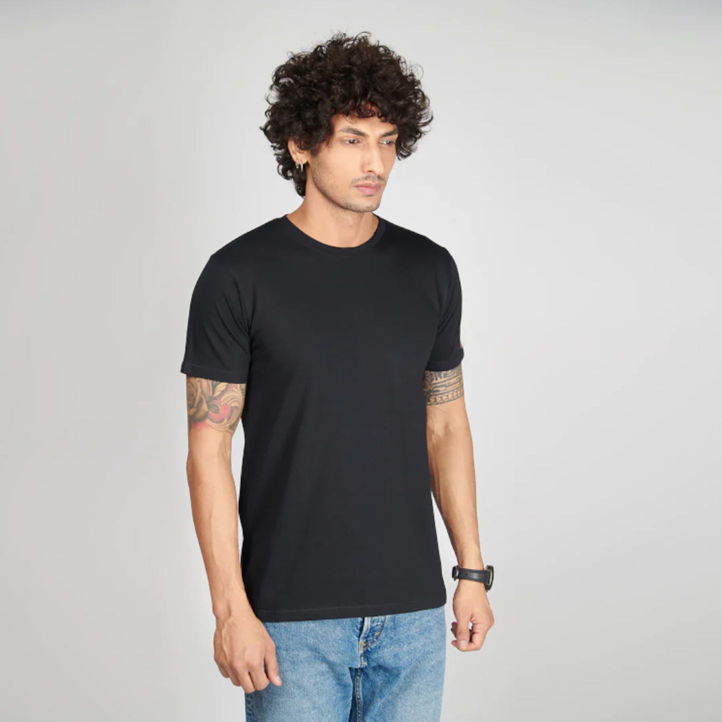 Basic Black Half Sleeves T-Shirt