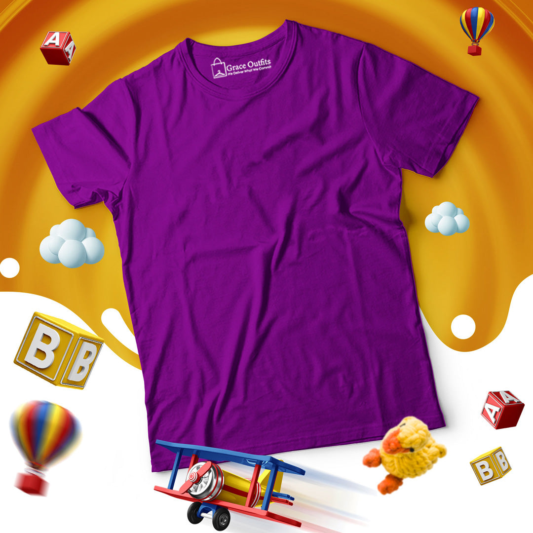 Dark Purple Kids Half Sleeves T-Shirt