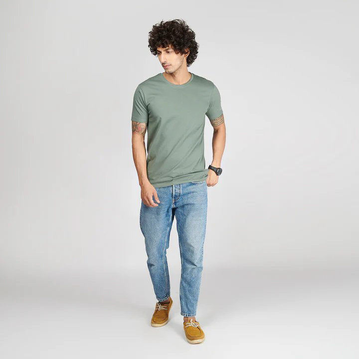 Basic Steel Grey Half Sleeves T-Shirt