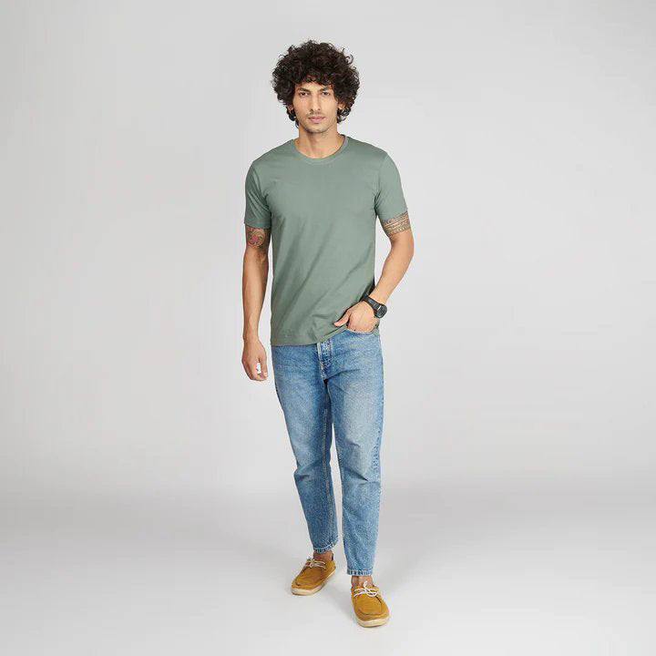 Basic Steel Grey Half Sleeves T-Shirt