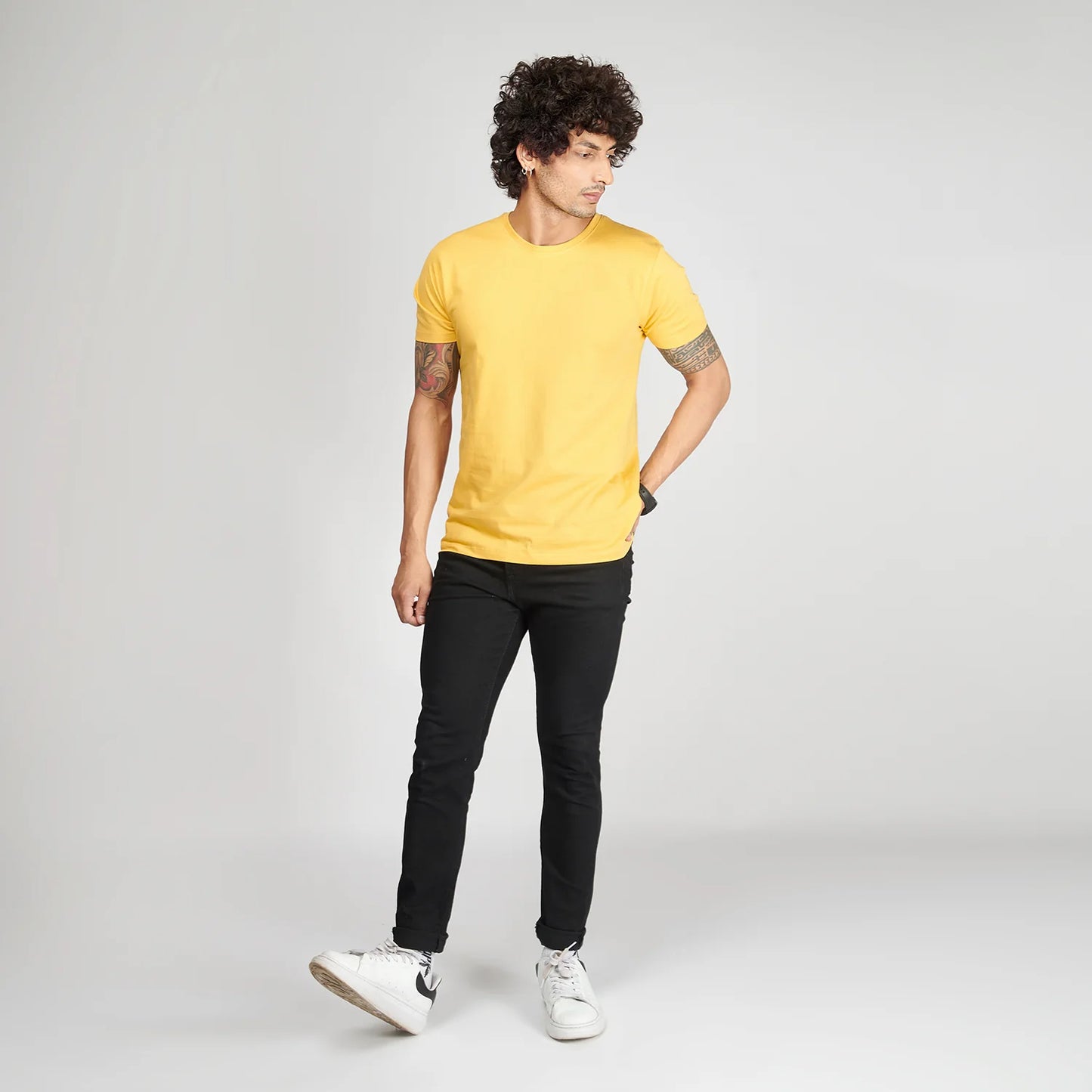 Basic Yellow Half Sleeves T-Shirt