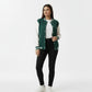 Women’s Casual Varsity Baseball Jacket - Olive Green