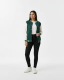 Women’s Casual Varsity Baseball Jacket - Olive Green
