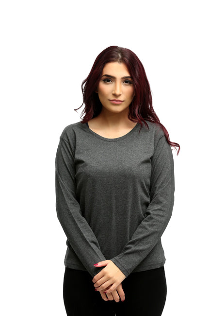 Women's Basic Charcoal Full Sleeves T-Shirt
