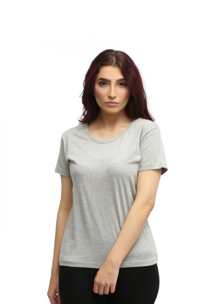 Women's Basic Heather Grey Half Sleeves T-Shirt