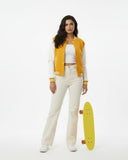 Women’s Casual Varsity Baseball Jacket - Yellow