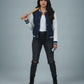 Women’s Casual Varsity Baseball Jacket - Navy blue