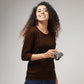 Women's Basic Brown Full Sleeves T-Shirt