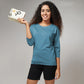 Women's Basic Sky Blue Full Sleeves T-Shirt