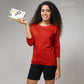 Women's Basic Red Full Sleeves T-Shirt