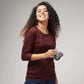Women's Basic Maroon Full Sleeves T-Shirt