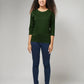 Women's Basic Olive Green Full Sleeves T-Shirt