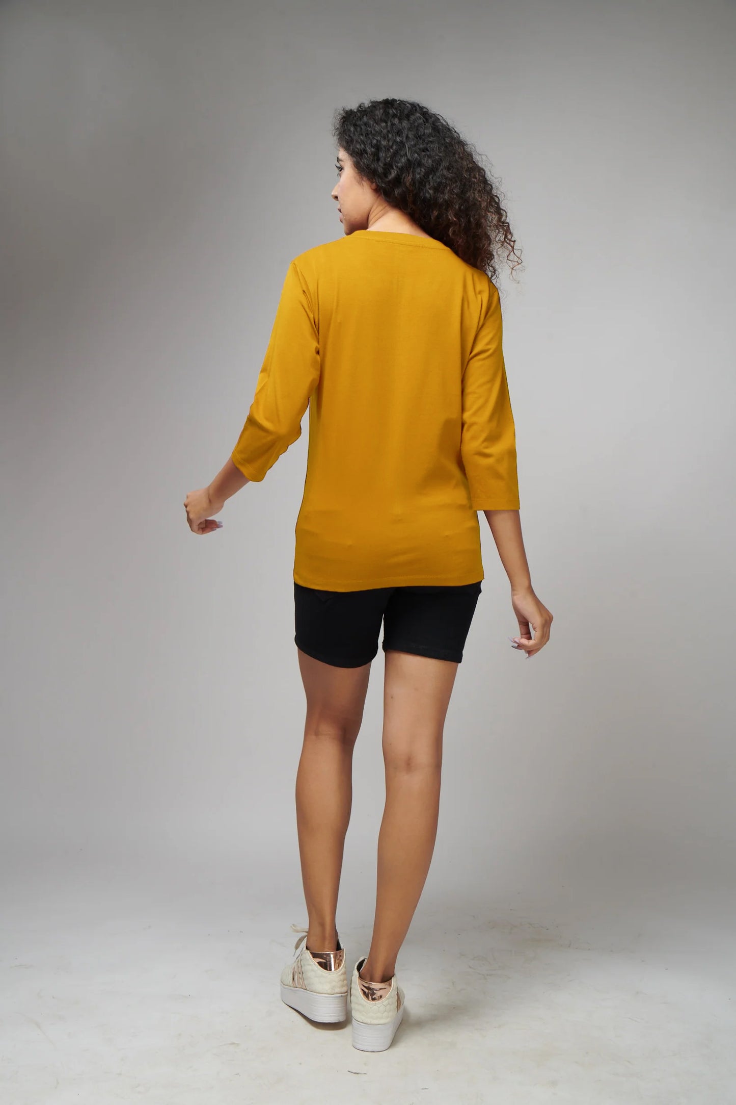 Women's Basic Mustard Full Sleeves T-Shirt