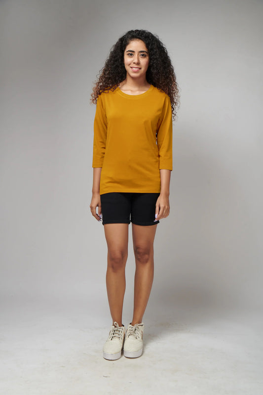 Women's Basic Mustard Full Sleeves T-Shirt
