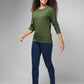 Women's Basic Army Green Full Sleeves T-Shirt