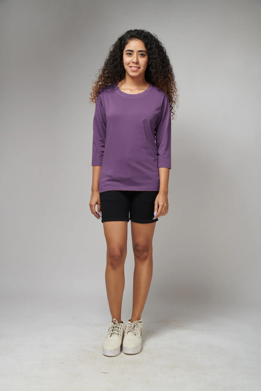 Women's Basic Light Purple Full Sleeves T-Shirt
