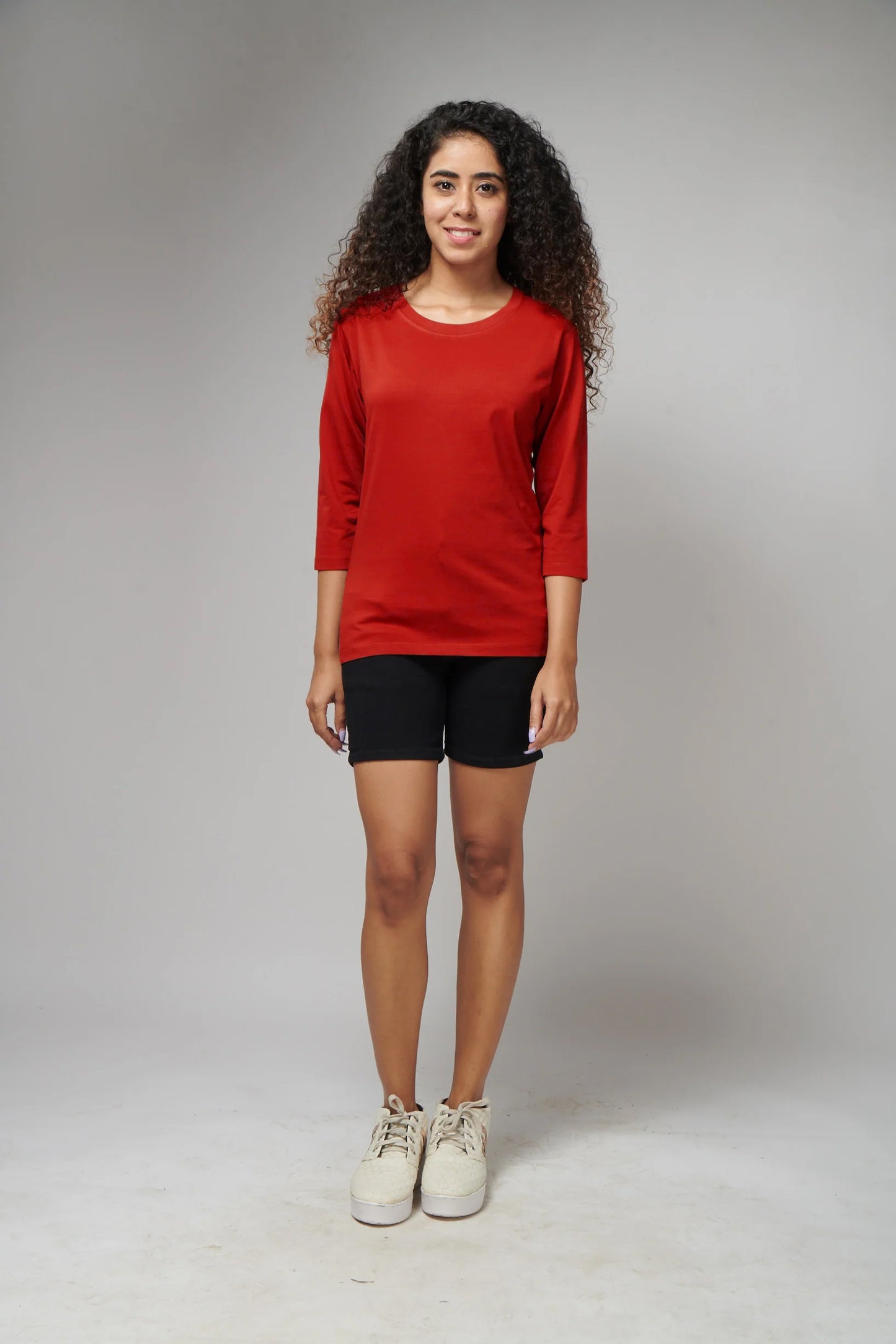 Women's Basic Red Full Sleeves T-Shirt