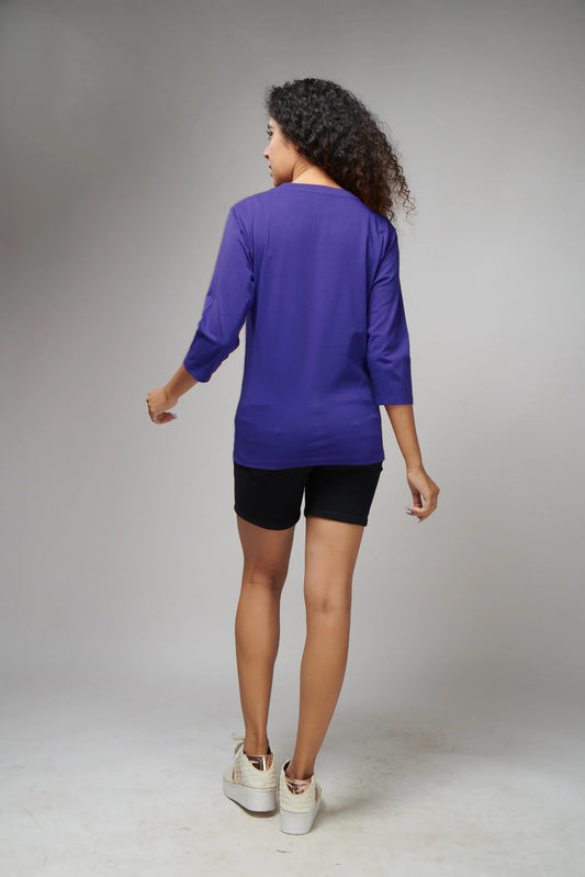 Women's Basic Royal Blue Full Sleeves T-Shirt