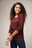 Women's Basic Maroon Full Sleeves T-Shirt