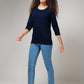 Women's Basic Navy Blue Full Sleeves T-Shirt