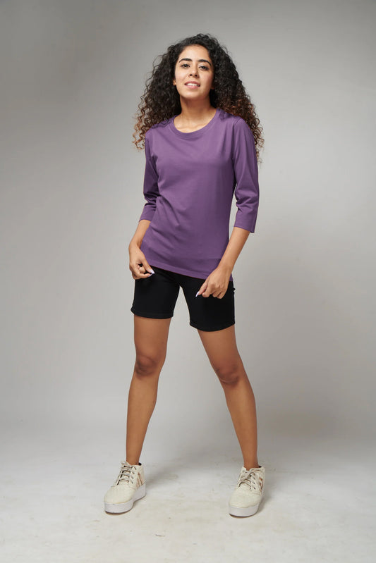 Women's Basic Light Purple Full Sleeves T-Shirt