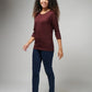 Women's Basic Maroon Full Sleeves T-Shirt