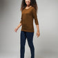 Women's Basic Beige Full Sleeves T-Shirt