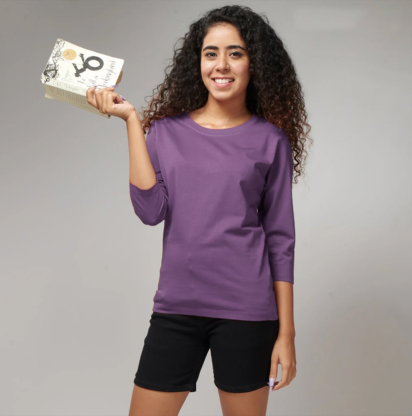 Women's Basic Light Purple Full Sleeves T-Shirt