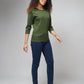 Women's Basic Army Green Full Sleeves T-Shirt