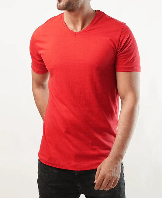 Basic V-Neck T-Shirt Red