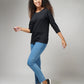 Women's Basic Black Full Sleeves T-Shirt