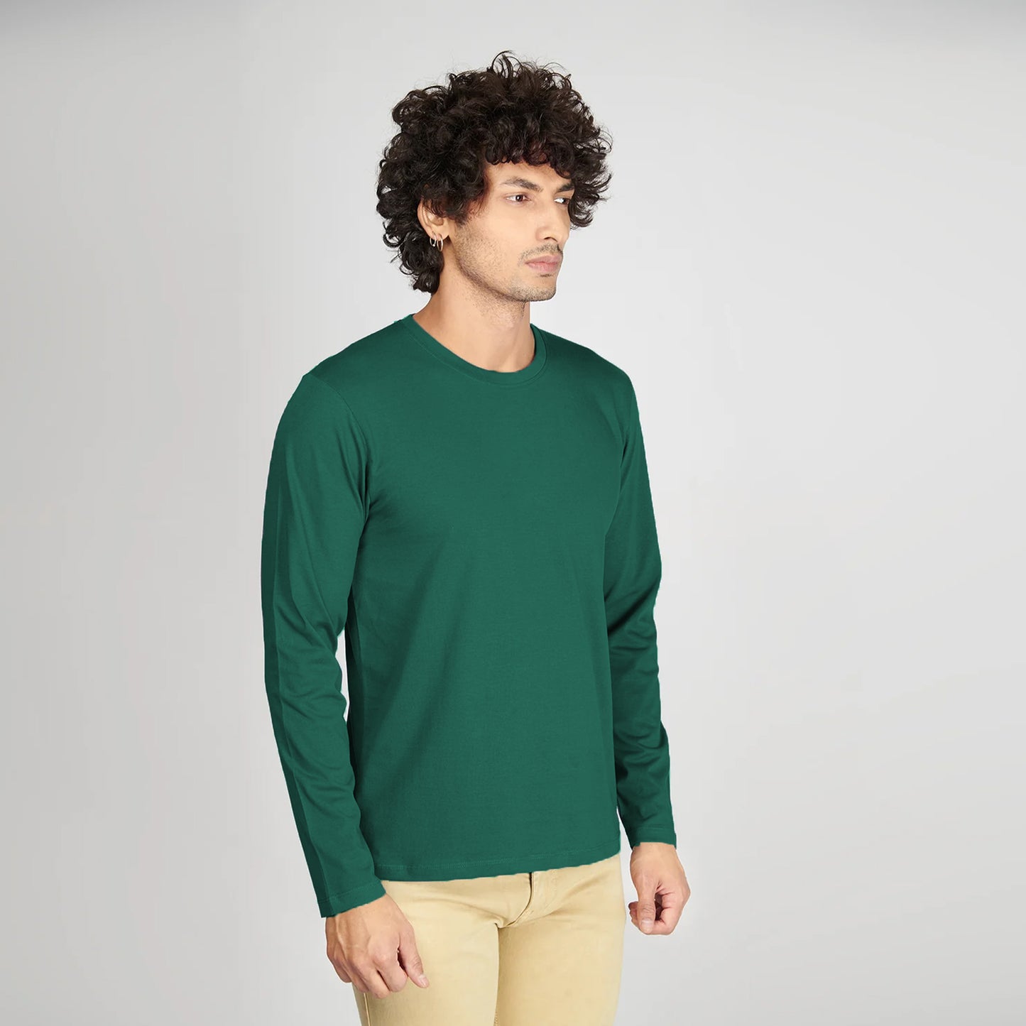 Basic Olive Green Full Sleeves T-Shirt