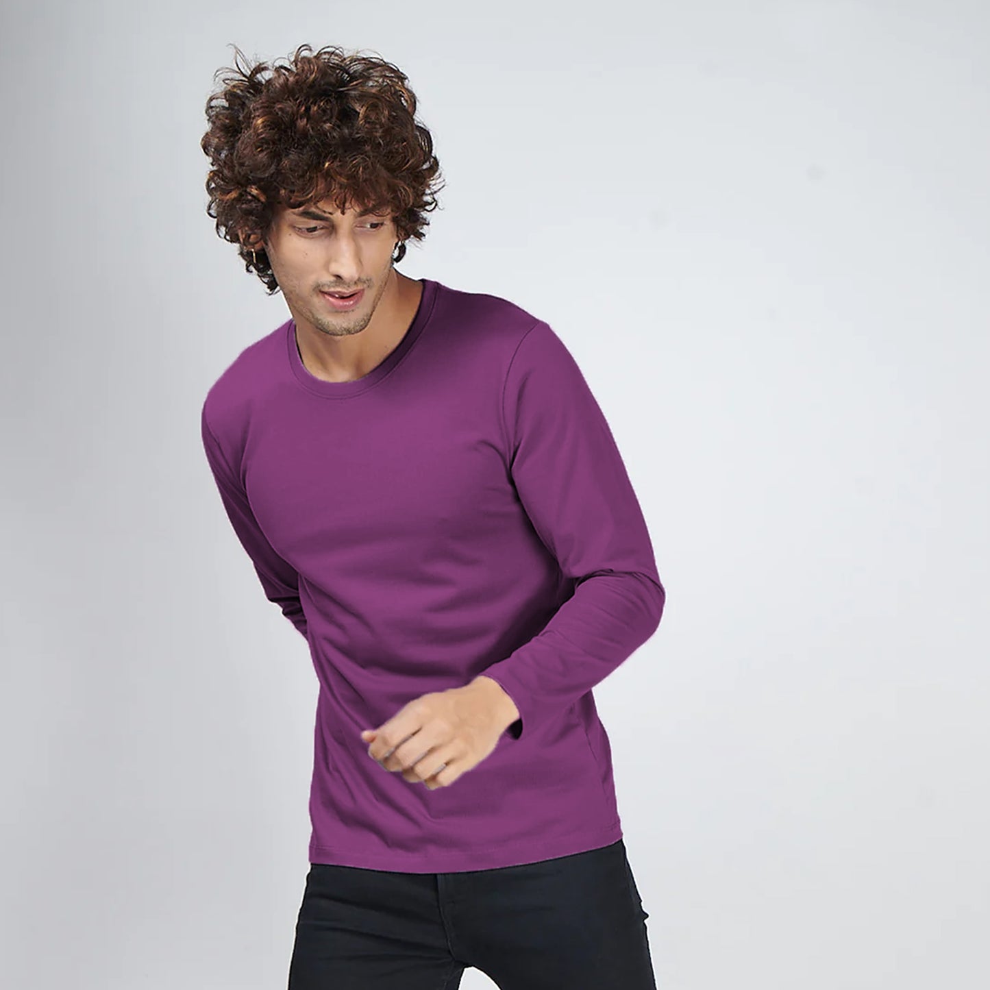 Basic Light Purple Full Sleeves T-Shirt