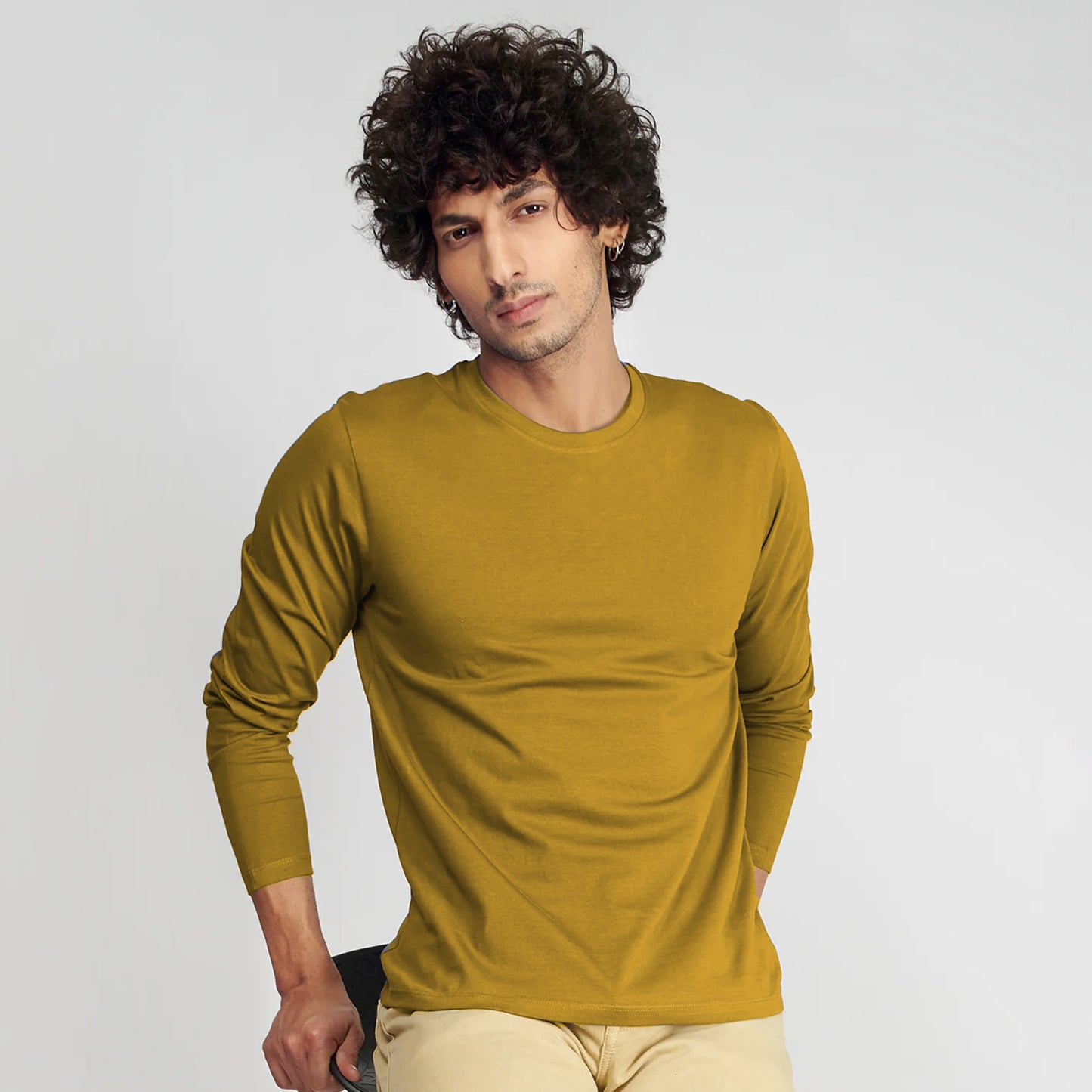 Basic Mustard Full Sleeves T-Shirt