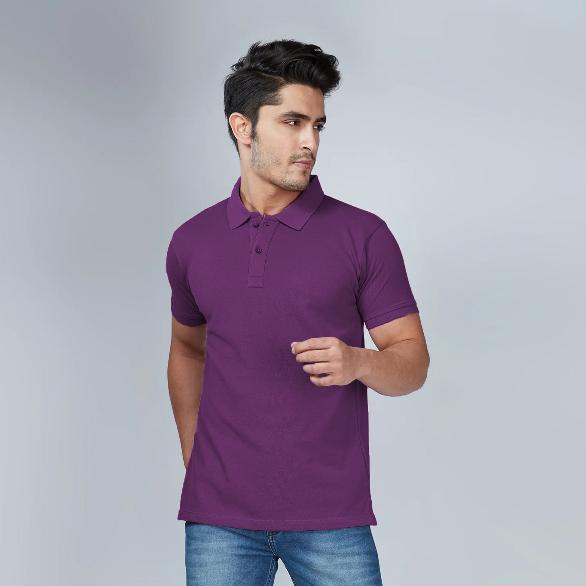 Men s Light Purple Polo T Shirt