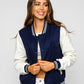 Women's Navy Blue Baseball Jacket