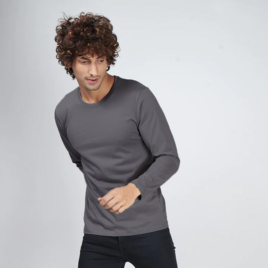 Basic Dark Gray Full Sleeves T-Shirt