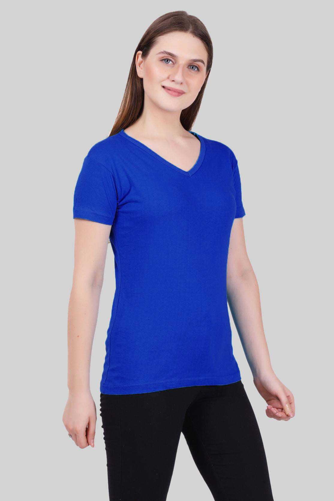 Basic Royal Blue V-Neck T-Shirt